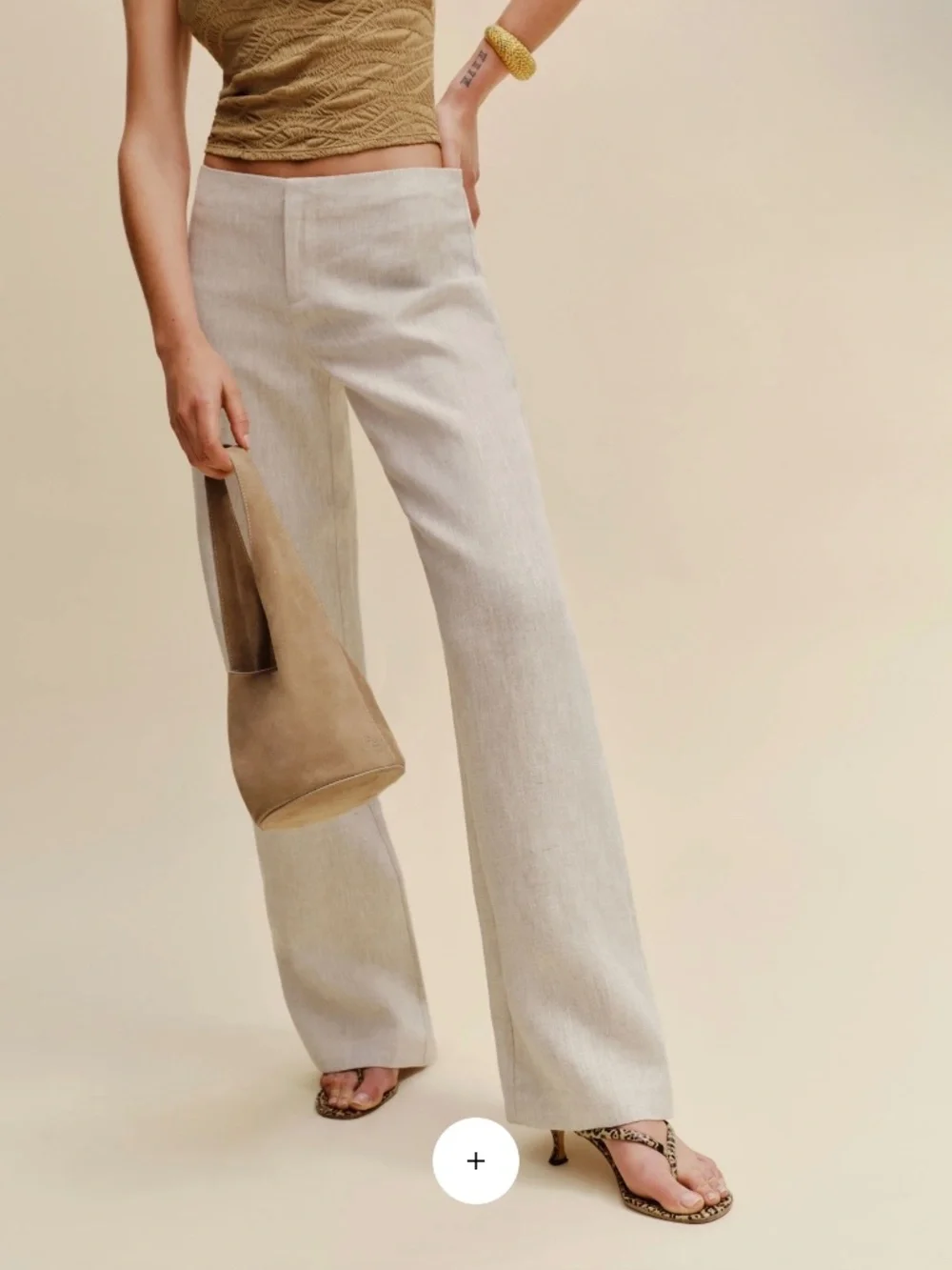 Reformation Vida Linen Low Rise Pant Natural - Size 0